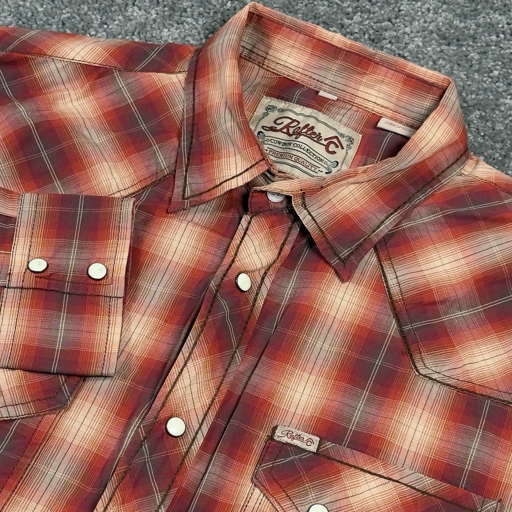 Rafter C Pearl Snap Men's XL Multicolor Plaid Button Cowboy Collection Western